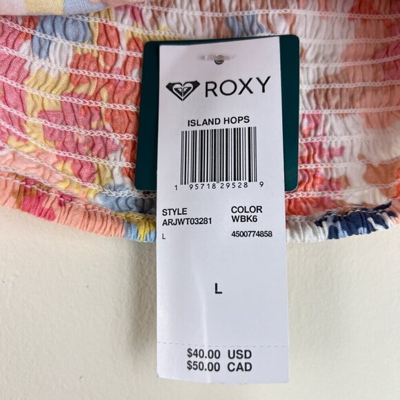 NWT Roxy White Floral Printed Island Hops Halter Tube Top - Picture 4 of 7